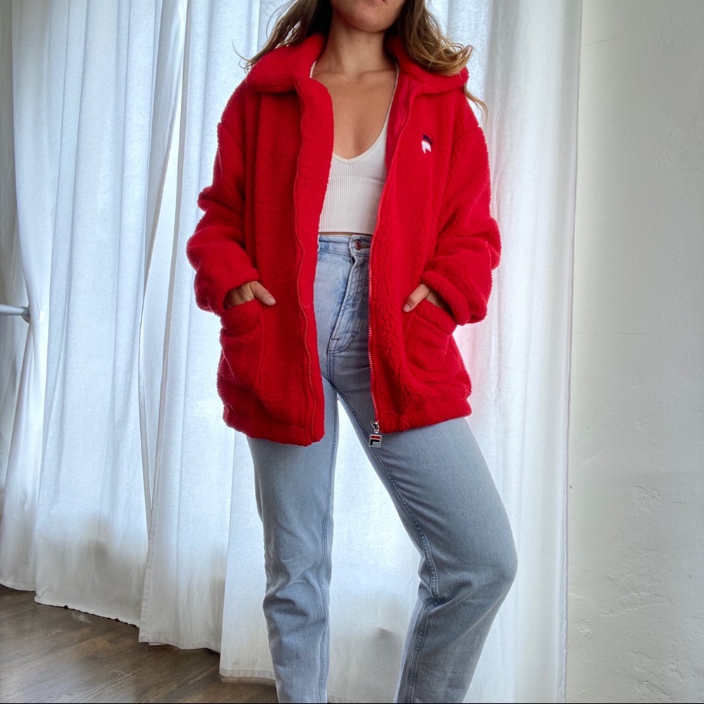 FILA Diana Zip Front Oversized Teddy Jacket